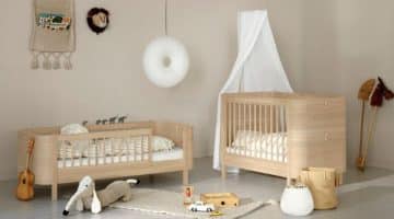 wood mini+ cot and toddler bed oak - kuhl home singapore