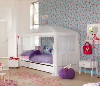 White & Pink 4-in-1 Single Kids Bed with Canopy - Creative kids furniture at Kuhl Home Singapore