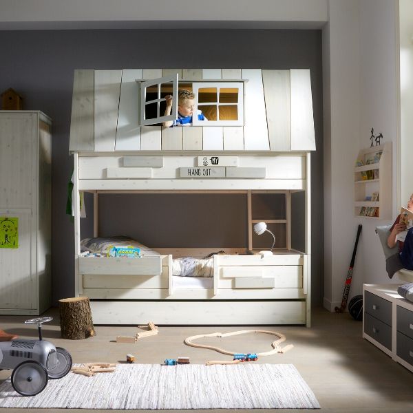 Modern Hangout Kids Bunk Bed, Kid Bunk Bed With Drawers