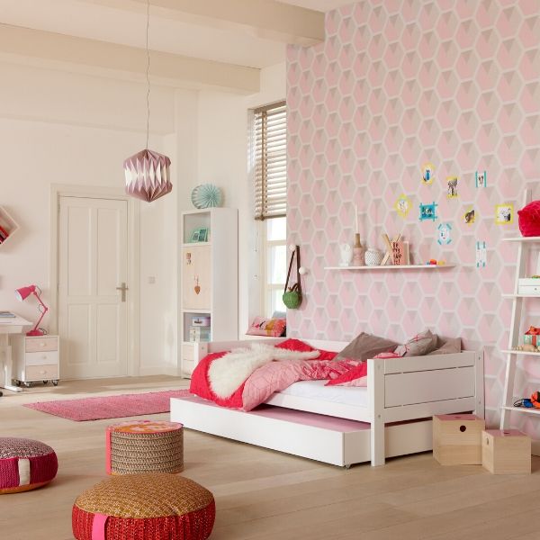 White & Pink 4-in-1 Single Kids Bed with Canopy - Creative kids furniture at Kuhl Home Singapore