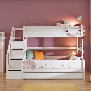 Lifetime Kidsroom Family Bunk Bed With Storage Ladder in whitewash bed frame
