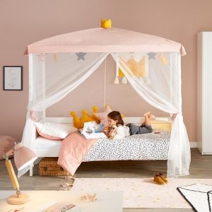 Princess Kids Single Bed with Canopy in white