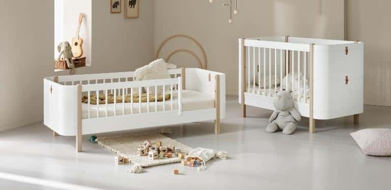 Wood Mini+ bed and cot Oliver furniture, Kuhl Home singapore