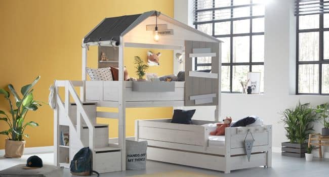 hideout kids loft bed with storage ladder by lifetime kidsrooms - kuhl home singapore